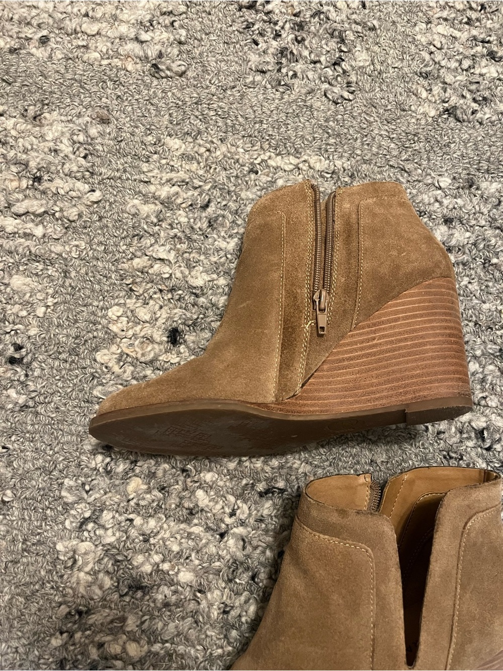 Lucky Brand Tan Suede Wedge Ankle Booties - Picture 4 of 8